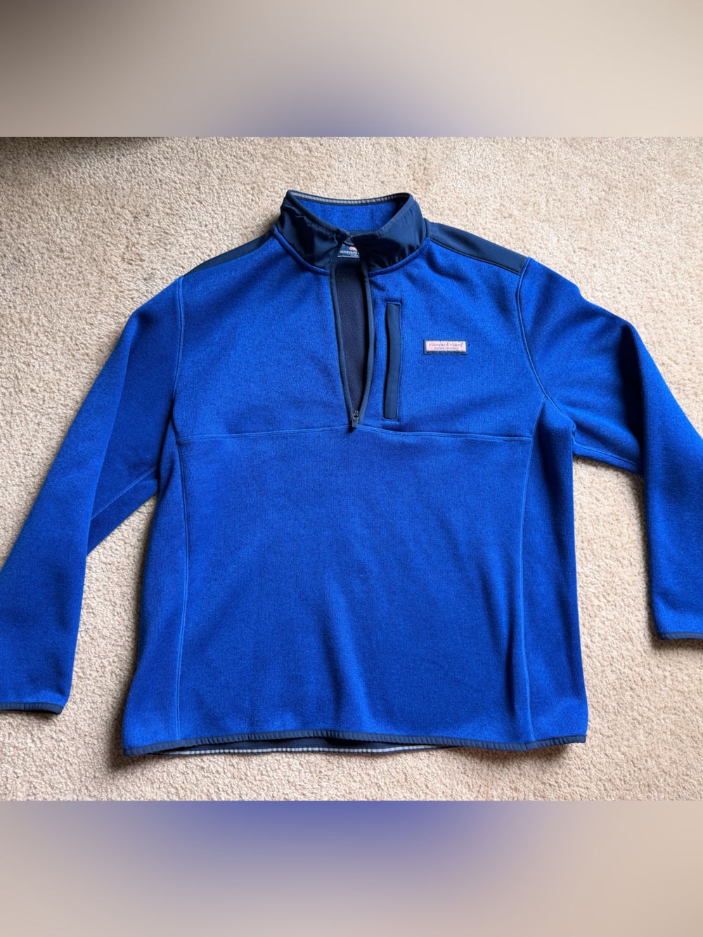 Vineyard Vines Men’s Bright Blue Quarter-Zip Fleece Pullover
